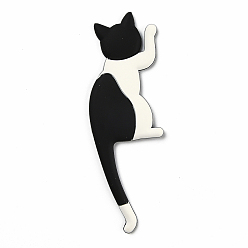 Black Cute Multifunction Cat Shape Acrylic Magnetic Refrigerator Sticker Fridge Magnets Hanging Hook, Black, 138x43.5x6.4mm