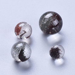 Quartz Lodolite Quartz naturel vert lodolite / perles de quartz de jardin, ronde, perles non percées / sans trou, ronde, 7~12.5mm