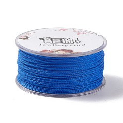 Royal Blue Round Waxed Polyester Cord, Twisted Cord, Royal Blue, 1mm, about 49.21 Yards(45m)/Roll