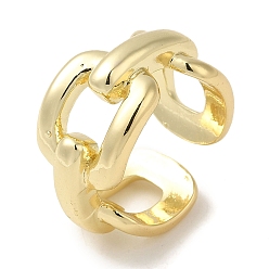 Настоящее золото 18K Латунные открытые кольца манжеты, женское кольцо в виде цепочки, реальный 18 k позолоченный, размер США 6 1/4 (16.7 мм), 12 мм