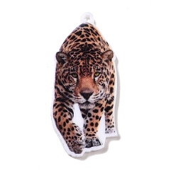 Tigre Pendentifs en acrylique opaque imprimé, thème animal, tigre, 39x18.5x2mm, Trou: 1.6mm