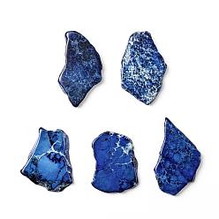 Bleu Pendentifs jasper régalite naturelle / jaspe impérial / sédiments marins, nuggets, teint, bleu, 34~52x20~33x5~5.5mm, Trou: 1.2mm