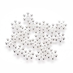 Silver Tibetan Style Alloy Spacer Beads, Lead Free & Cadmium Free, Snowflake, for Christmas, Silver Color Plated, about 8mm long, 7mm wide, 2mm thick, hole: 1mm
