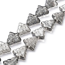 Gris Transparentes perles de verre de galvanoplastie brins, perle plaquée lustre, arbres de Noël, grises , 15.5~16x14.5~15x4.5~5mm, Trou: 1mm, Environ 40 pcs/chapelet, 25.20~25.59 (64~65 cm)