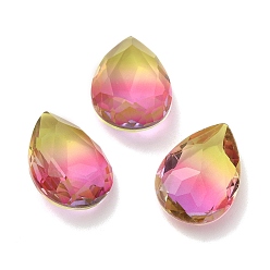 Sunflower Faceted K9 Glass Rhinestone Cabochons, Pointed Back, Teardrop, Sunflower, 18x13x7mm