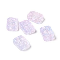 Lilac Transparent Spray Painted Glass Beads, Rectangle, Lilac, 18x13x5.5mm, Hole: 1.4mm