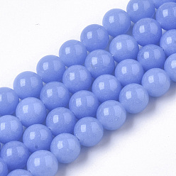 Mauve Synthetic Luminous Stone Beads Strands, Round, Cornflower Blue, 8x8mm, Hole: 1mm, about 47~49pcs/strand, 14.17 inch~14.69 inch