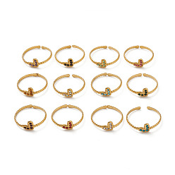 Золотой Открытое кольцо-манжета со стразами в форме сердца, ионное покрытие (ip) 304 ювелирные изделия из нержавеющей стали для женщин, разноцветные, золотые, размер США 6 1/2 (16.9 мм)