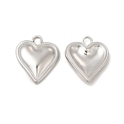Stainless Steel Color 304 Stainless Steel Pendants, Heart Charm, Stainless Steel Color, 16x13.5x2.5mm, Hole: 1.8mm