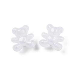 Blanc Acrylique opaque avec perles de poudre scintillantes, ours, blanc, 17x16x11mm, Trou: 3mm