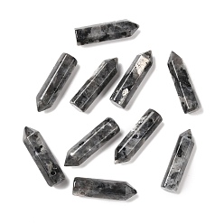 Labradorite Pendentifs pointus en larvikite naturelle, facette, balle, 30~33x8~9mm, Trou: 1.4~1.6mm