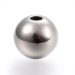 Stainless Steel Color 202 Stainless Steel Stopper Beads, Round, Stainless Steel Color, 12x11mm, Hole: 3mm