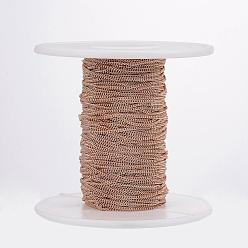Or Rose Placage ionique (ip) 304 chaînes torsadées en acier inoxydable, gourmettes, soudé, avec bobine, or rose, 1.2x1.1x0.3mm, environ 32.8 pieds (10 m)/rouleau