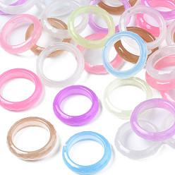 Couleur Mélangete Lueur dans l'anneau de doigt transparent en plastique lumineux lumineux pour les femmes, couleur mixte, 5.5mm, diamètre intérieur: 16.1~18.1 mm