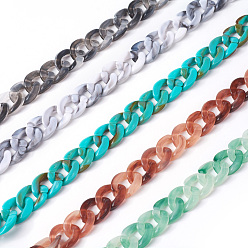 Mixed Color Acrylic Curb Chains, Mixed Color, Link: 13x10~10.5x2.5~3mm, about 70cm/strand, 27.56 inch