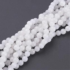 Jade Blanc Brins de perles de pierres précieuses naturelles en pouces, ronde, jade blanc, environ 16 mm de diamètre, trou: 6 mm. environ 0.8 pièces/ chapelet