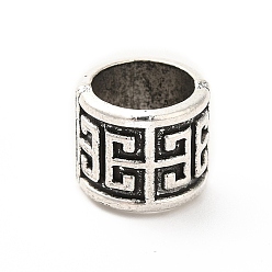 Antique Silver Tibetan Style Alloy European Beads, Large Hole Beads, Column, Antique Silver, 10x8.5mm, Hole: 7.7mm, about 349pcs/500g