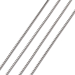Stainless Steel Color 304 Stainless Steel Venice Chains, Box Chains, Unwelded, Stainless Steel Color, 1.2mm, about 32.8 Feet(10m)/bundle