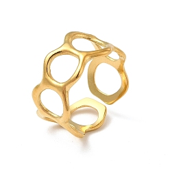 Chapado en Oro Real 18K Chapado de iones (ip) 304 anillo de círculo de acero inoxidable envuelto anillo de puño abierto para mujer, real 18 k chapado en oro, tamaño de EE. UU. 6 1/2 (16.9 mm)