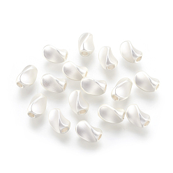 925 Sterling Silver Plated Brass Beads, Long-Lasting Plated, Lead Free & Cadmium Free & Nickel Free, Twist, Oval, Matte Style, 925 Sterling Silver Plated, 8x5x5mm, Hole: 2mm