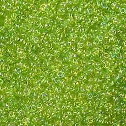 Зелено-Желтый 12/0 круглый стеклянный бисер класса А, прозрачные цвета радуги, зеленый желтый, 12/0, 2x1.5 мм, отверстие : 0.9 мм, около 30000 шт / упаковка