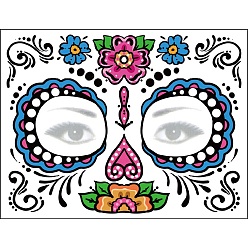 Skull День мертвых тема, съемные временные водонепроницаемые татуировки бумажные наклейки, Рисунок черепа, 15x12.5 см