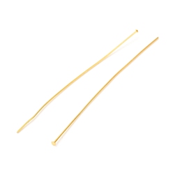 Real 18K Gold Plated Brass Flat Head Pins, Long-Lasting Plated, Real 18K Gold Plated, 51x0.5mm, 24 Gauge, Head: 1.5mm