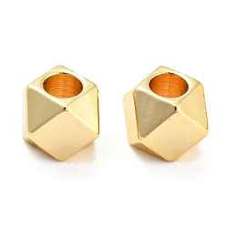 Real 14K Gold Plated Brass Beads, Faceted Cube Beads, Real 14K Gold Plated, 4x4mm, Hole: 2mm