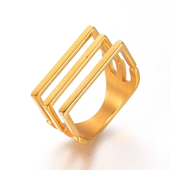 Golden Unisex 304 Stainless Steel Finger Rings, Golden, Size 7, 17mm