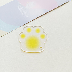 Gold Gradient Color Transparent Acrylic Cat Paw Keychains, with Ball Chains, Gold, 49x46x3mm, hole: 1.8mm