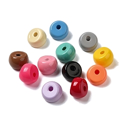 Couleur Mélangete Perles acryliques de peinture de cuisson opaque, inclinaison de la colonne, couleur mixte, 12.5x10mm, Trou: 3mm