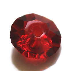 Rouge Foncé Imitations de perles de cristal autrichien, grade de aaa, facette, plat rond, rouge foncé, 6x3.5mm, Trou: 0.7~0.9mm