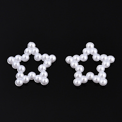 Marfil Anillos de unión de perlas de imitación de plástico abs, estrella, blanco, 11.5x12x2 mm, medida interior: 3x3 mm, sobre 2000 unidades / bolsa