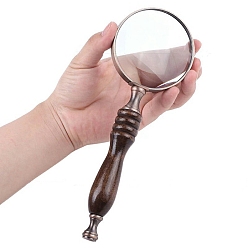 Coconut Brown 10X Handheld Magnifying Glass, Magnifier with Wood Handle, High Magnification Magnifier for Reading, Senior, Low Vision, Map, Inspection, Handcraft Hobby, Coconut Brown, 21x7.2x1cm