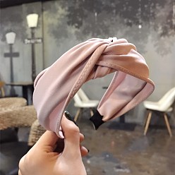 Розовый Широкие тканевые резинки для волос в стиле ретро, аксессуары для волос для женщин, туманная роза, 155~160x32~35x15 мм