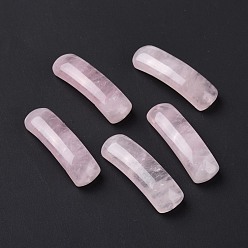 Quartz Rose Charmes de connecteur de quartz rose naturel, tube incurvé, arc, 36~37x10.5~11x5.5~6mm, Trou: 1.2mm