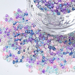 Coloré Perles de verre rondes de semences, trou rond, mixedstyle, colorées, 2~2.5x1.5~2mm, Trou: 0.8mm, environ 450 g / livre