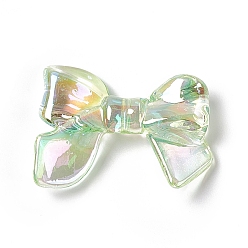 Light Green Transparent Acrylic Beads, AB Color, Bowknot, Light Green, 23x33.5x7.5mm, Hole: 1.7mm