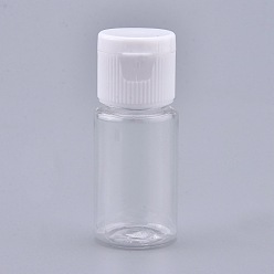 White PET Plastic Empty Flip Cap Bottles, with White PP Plastic Lids, for Travel Liquid Cosmetic Sample , White, 2.3x5.65cm, Capacity: 10ml(0.34 fl. oz).