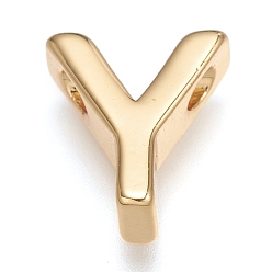 Letter Y Brass Charms, Long-Lasting Plated, Letter, Letter.Y, Y: 8.5x7.5x3mm, Hole: 1.6mm
