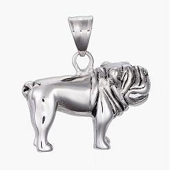 Antique Silver 304 Stainless Steel Puppy Pendants, Sharpei Dog Charms, Antique Silver, 24x32x12mm, Hole: 5x8mm