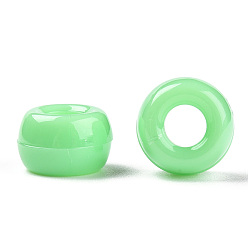 Verde Claro Cuentas de plástico opaco, barril, verde claro, 9x6 mm, agujero: 3.8 mm, Sobre 1950 unidades / 500 g