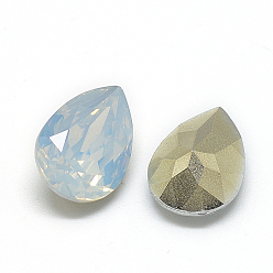 Aguamarina Cabujones de diamantes de imitación puntiagudos de resina, lágrima, agua, 14x10x6 mm, sobre 220 unidades / bolsa