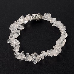Cristal de Quartz Bracelets de pierres précieuses perles d'étirement de la tête de bouddha 3d, avec des perles en alliage de style tibétain, cristal, 57mm