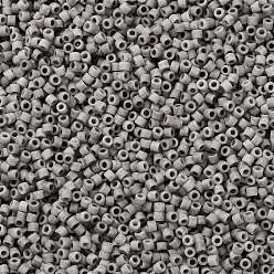 Gray Cylinder Seed Beads, Frosted Colors, Uniform Size, Gray, 2x1.3~1.5mm, Hole: 0.8~1mm, about 40000pcs/bag, 450g/bag