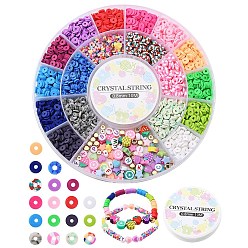 Mixed Color DIY Preppy Bracelet Making Kit, Including Polymer Clay Disc & Acrylic & CCB Plastic Beads, Fruit Theme & Star & Heart, Mixed Color, Beads: 2536Pcs/box