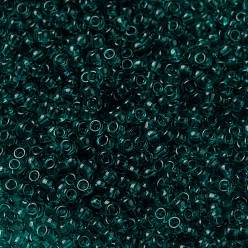 (RR2405) Transparent Teal Миюки круглые бусины рокайль, японский бисер, (rr 2405) прозрачный бирюзовый, 8/0, 3 мм, отверстие : 1 мм, Около 2111~2277 шт / 50 г