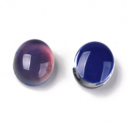 Blue Glass Cabochons, Changing Color Mood Cabochons, Oval, Blue, 12x10x6.5mm