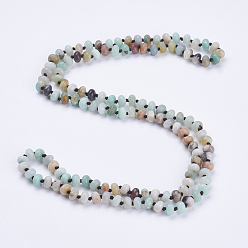 Амазонит Натуральные амазонитовые бисерные многоразовые ожерелья / обручальные браслеты, три-четыре петли браслеты, граненые, счеты, 37.4 дюйм (95 см)