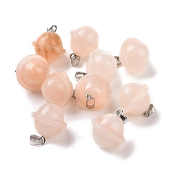 Pink Aventurine Natural Pink Aventurine Pendants, Planet Charms, with Platinum Plated Alloy Snap on Bails, 19.5~21.5x18~18.5mm, Hole: 5.5x3.3mm
